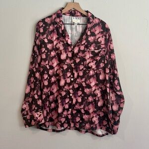 Ted Baker Black Boxy PJ Blouse with Notched Collar